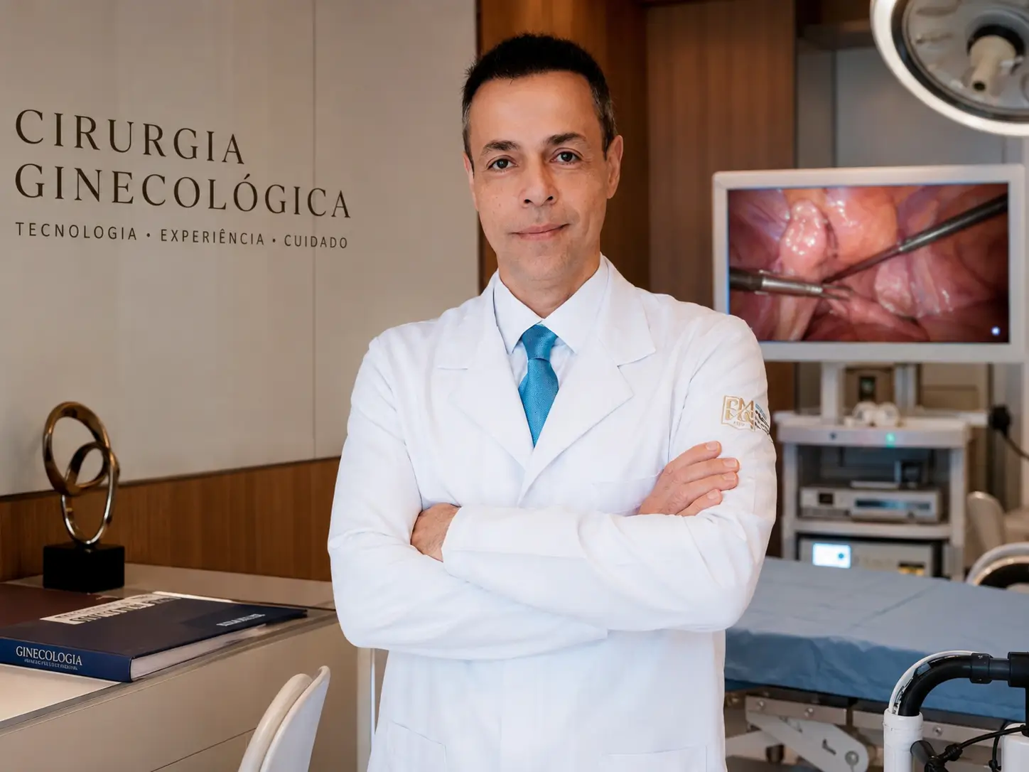 Dr. Wilson em ambiente relacionado à cirurgia ginecológica