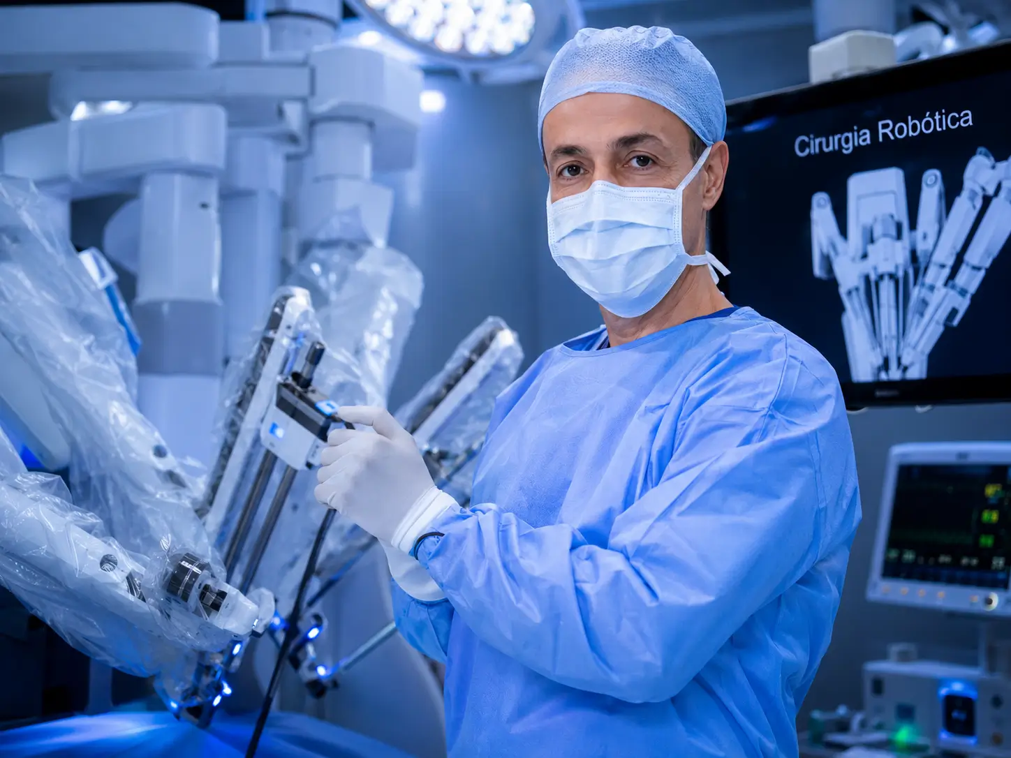 Dr. Wilson em ambiente relacionado à cirurgia robótica ginecológica